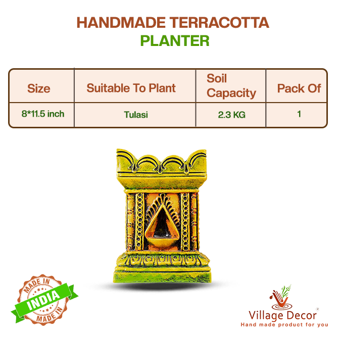 Terracotta  Brindavan Tulsi Pot Multi Color (B * H - 8 * 11.5 inch)