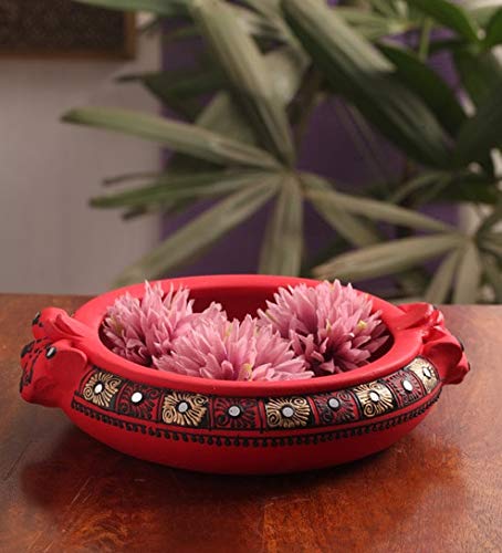 Red Color Terracotta Decorative Bowl Urli