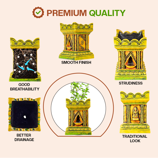 Terracotta  Brindavan Tulsi Pot Multi Color (B * H - 8 * 11.5 inch)