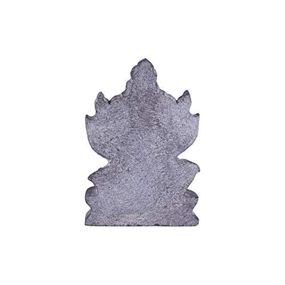Back view of handcrafted black stone Ganesha idol showing natural stone texture and detailed carving finish.
