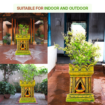 Terracotta  Brindavan Tulsi Pot Multi Color (B * H - 8 * 11.5 inch)